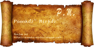 Psenkó Mirkó névjegykártya